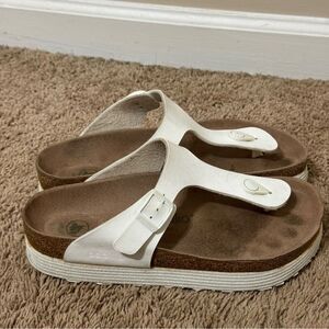 Birkenstock Papillio Gizeh Vegan White Slide Sandals Size 8 Comfort Lagenlook